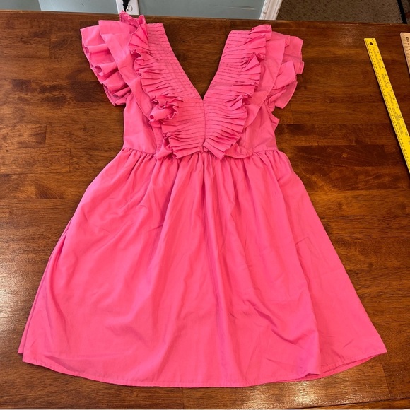 Gorgeous pink Entro pleated ruffle top dress size medium - Picture 1 of 9